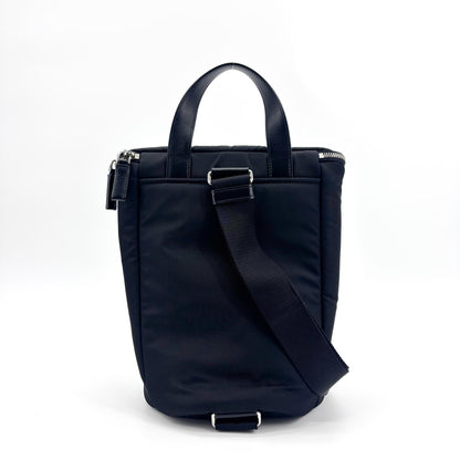 Prada Triangle Zip Sling Re-Nylon with Leather, Black, Nylon, Backpack