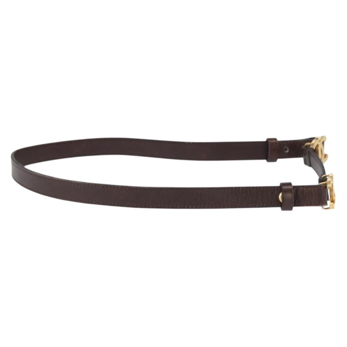 Chanel Vintage Double CC Leather, Brown, Leather, Belt