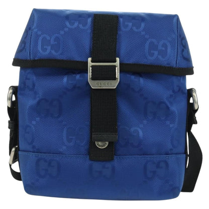 Gucci Off The Grid Buckle Messenger GG Econyl, Blue, Canvas, Handbag