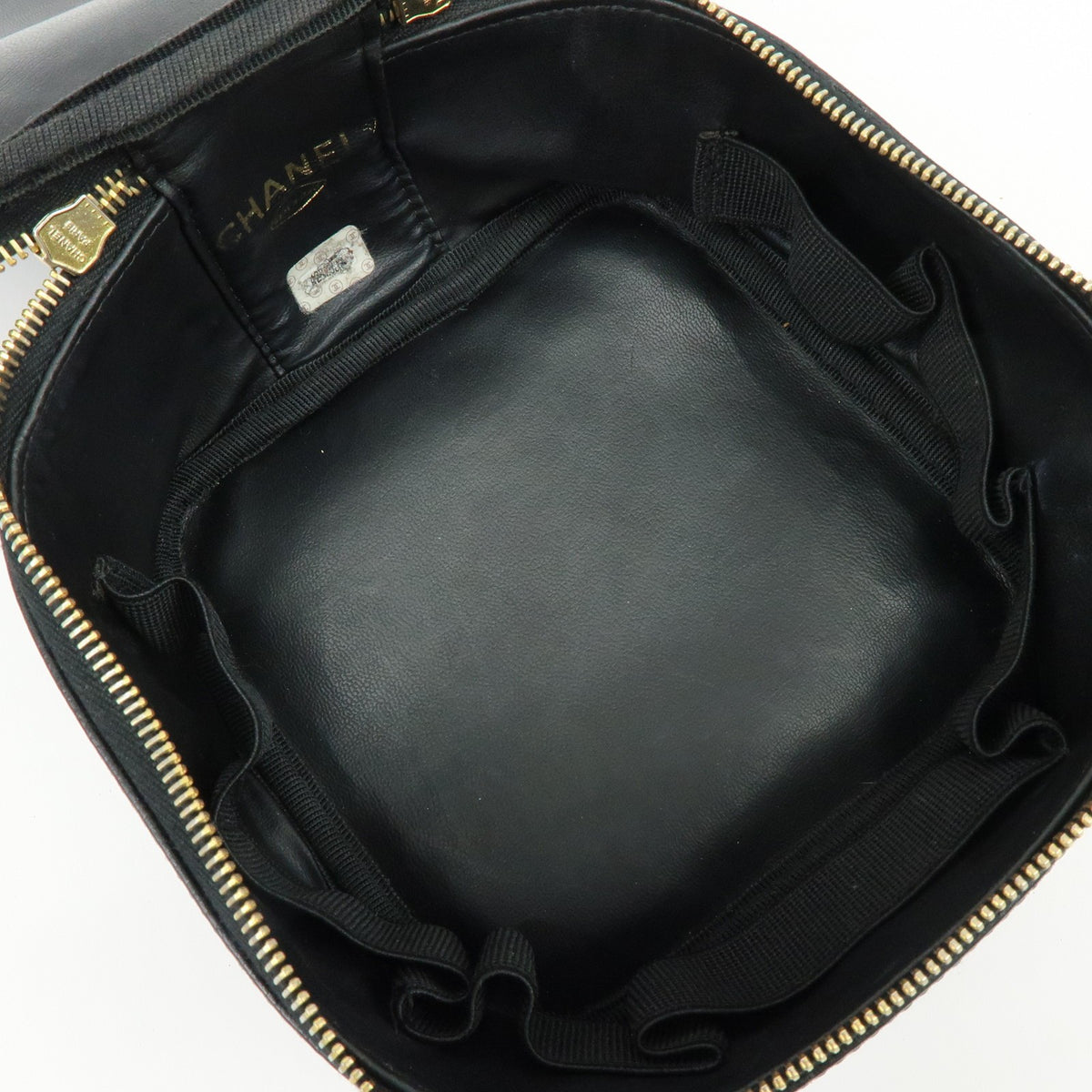 Chanel Vintage Timeless Cosmetic Case Caviar, Black, Leather, Clutch