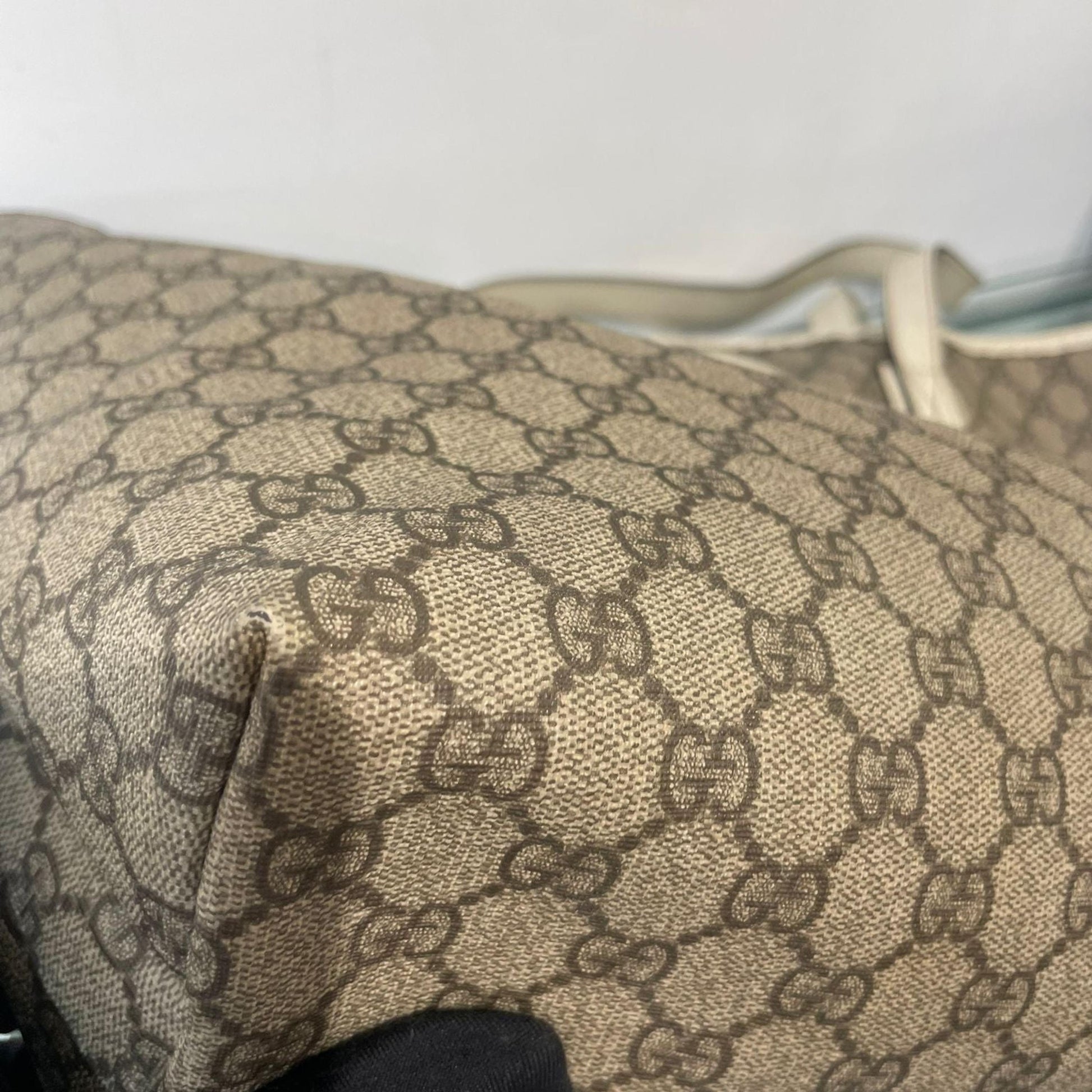 Gucci Plus Tote GG Coated Canvas with Leather, Beige, Canvas, Tote Bag