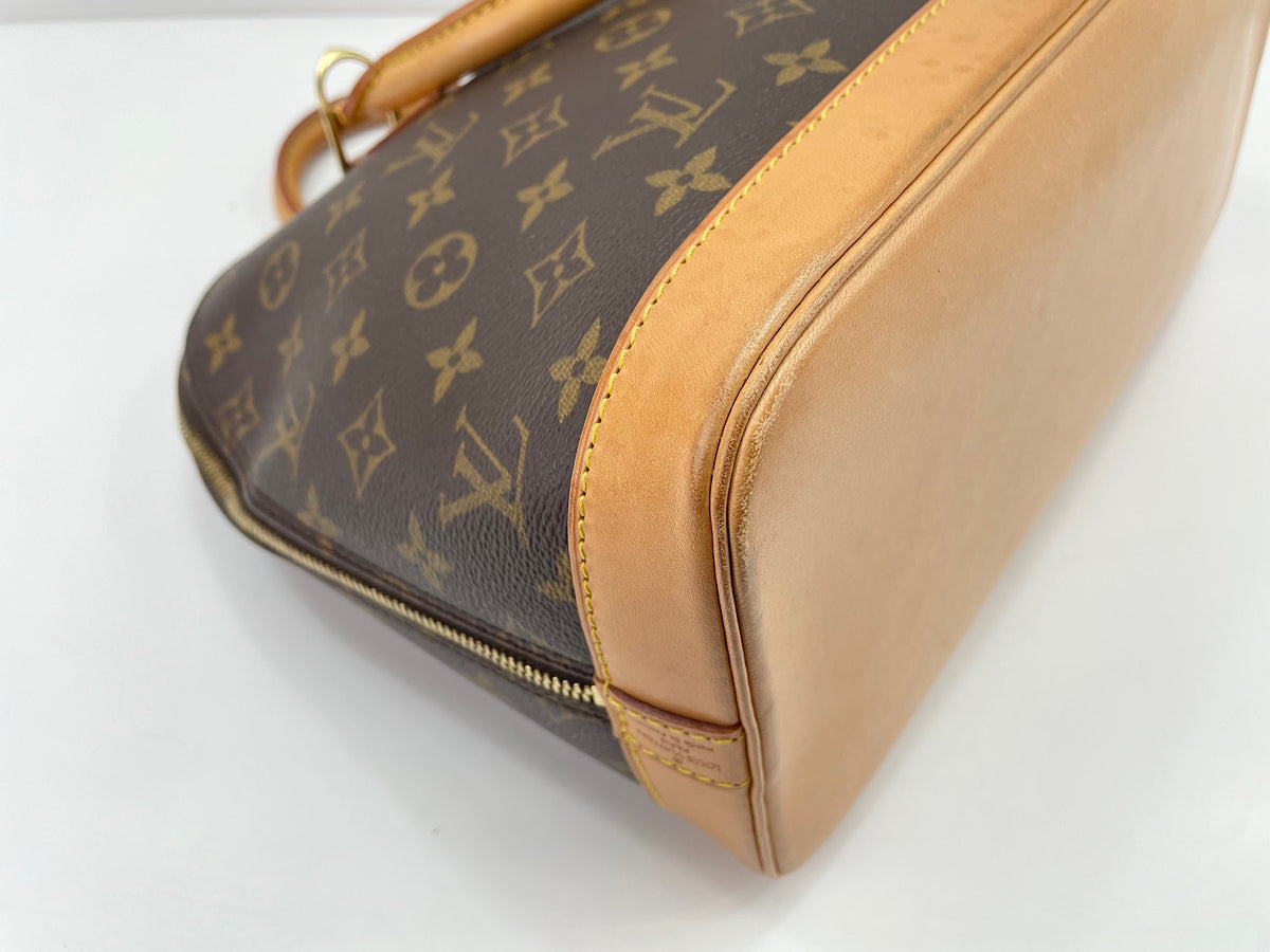Louis Vuitton Alma Monogram Lace Leather, Brown, Canvas, Handbag