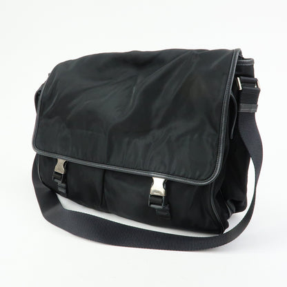 Prada Buckle Messenger Tessuto, Black, Nylon, Handbag
