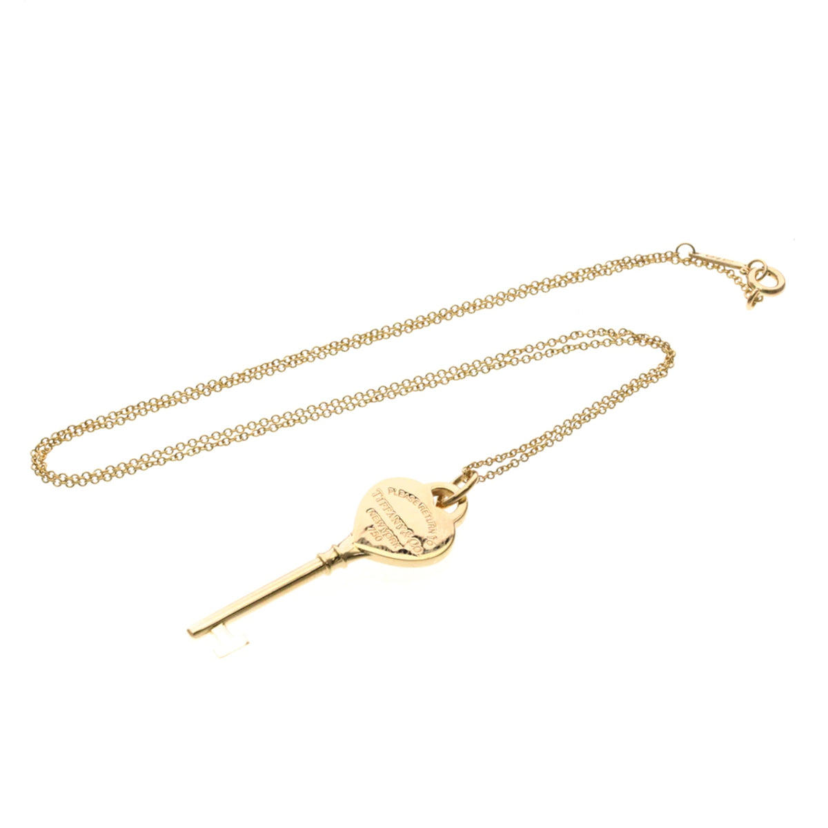 Tiffany & Co. Heart Key Pendant 18K Rose Gold with Diamonds, Gold, Pink Gold, Necklace