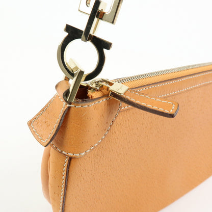 Salvatore Ferragamo Gancini Top Handle Leather, Orange, Leather, Handbag