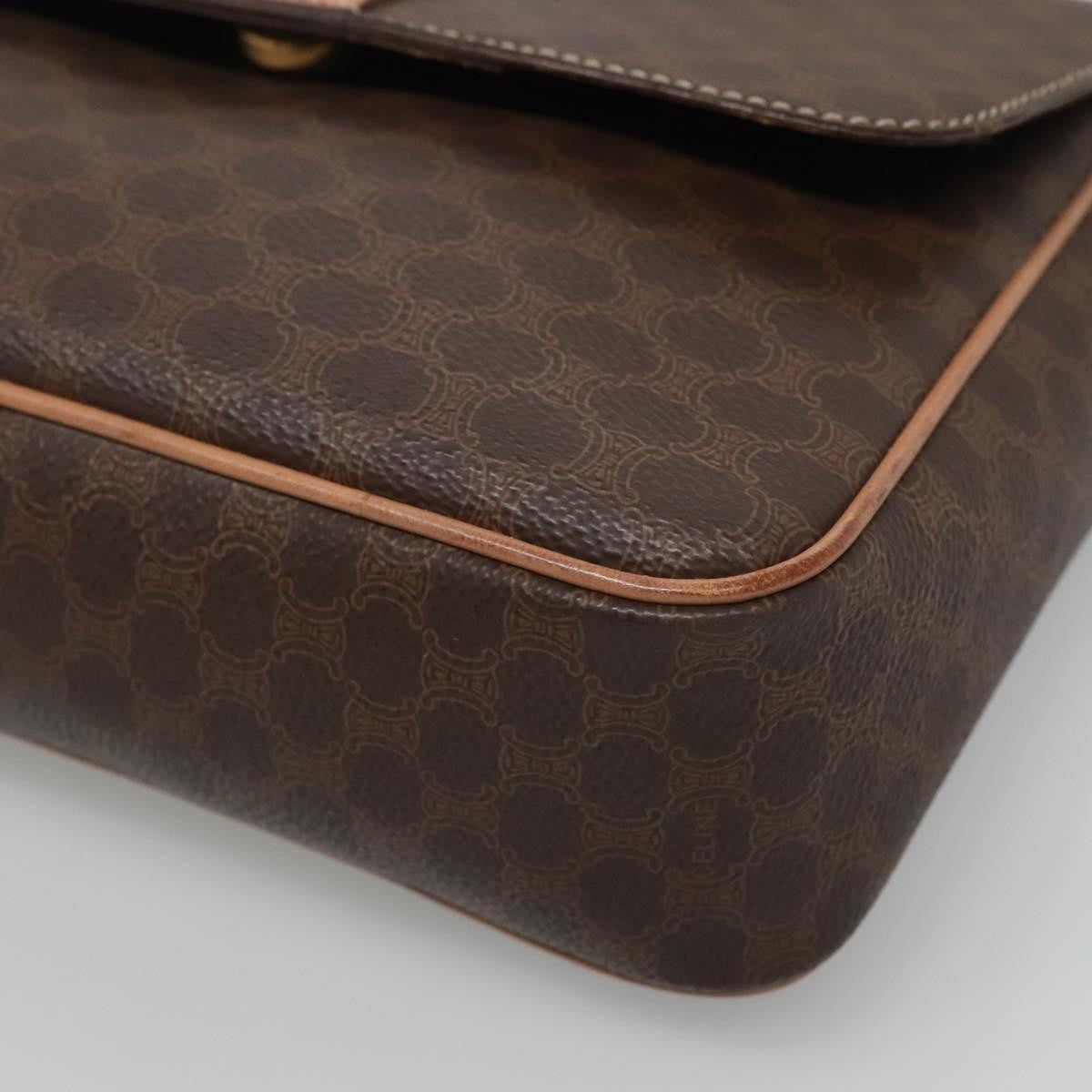 Celine Vintage Macadam Circle Logo Canvas and Leather, Brown, Canvas, Shoulder Bag