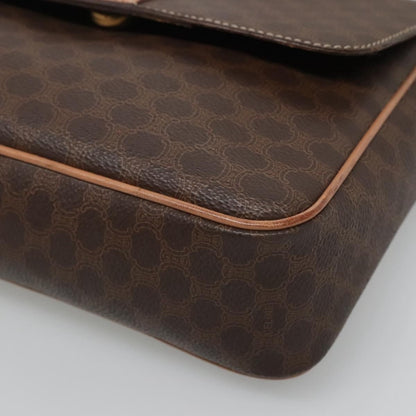 Celine Vintage Macadam Circle Logo Canvas and Leather, Brown, Canvas, Shoulder Bag