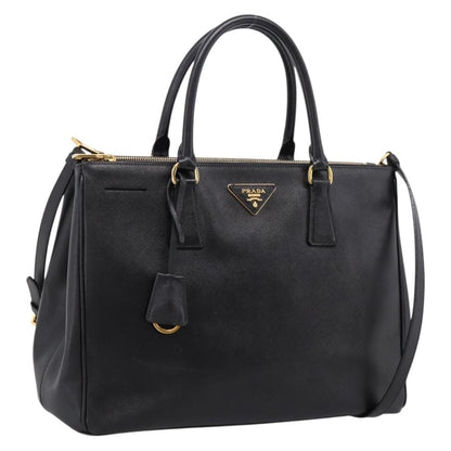 Prada Galleria Double Zip Saffiano Leather, Black, Leather, Tote Bag