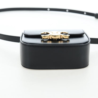 Celine Triomphe Smooth Calfskin, Black, Leather, Shoulder Bag