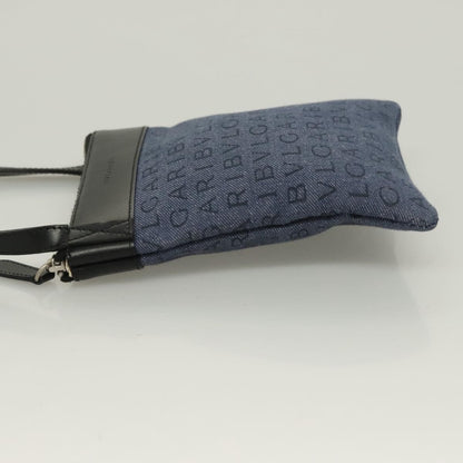 Bvlgari Logomania Canvas with Leather, Blue, Canvas, Shoulder Bag