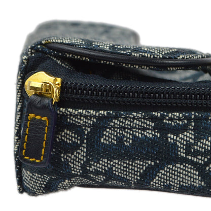 Christian Dior Saddle Zip Diorissimo Canvas, Navy, Canvas, Clutch