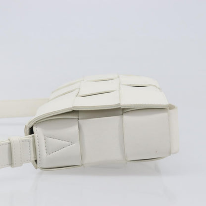 Bottega Veneta Cassette Maxi Intrecciato Leather, White, Leather, Crossbody Bag