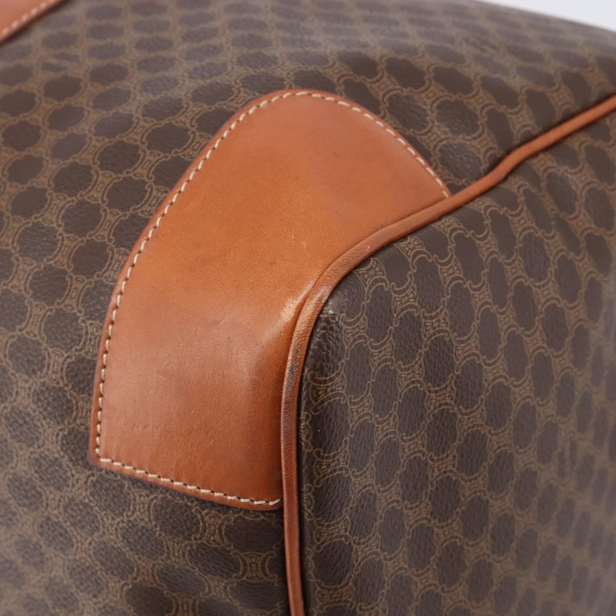 Celine Vintage Duffle Macadam Coated Canvas, Brown, Canvas, Handbag
