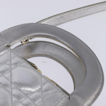 Christian Dior Cannage Granville Mini Bowling Bag Metallic Leather, Silver, Leather, Crossbody Bag