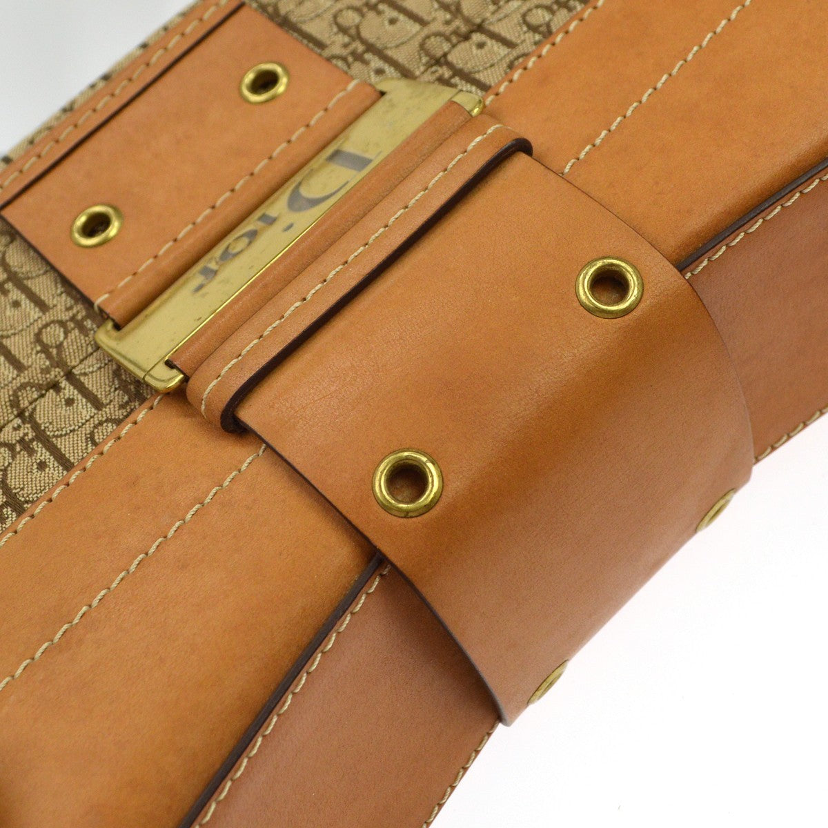 Christian Dior Vintage Street Chic Columbus Diorissimo Canvas with Leather, Brown, Canvas, Shoulder Bag