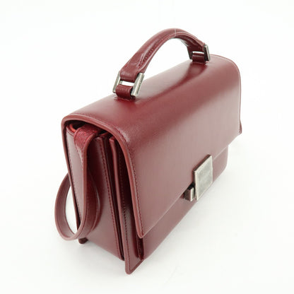 Saint Laurent Bellechasse Satchel Leather, Red, Leather, Handbag
