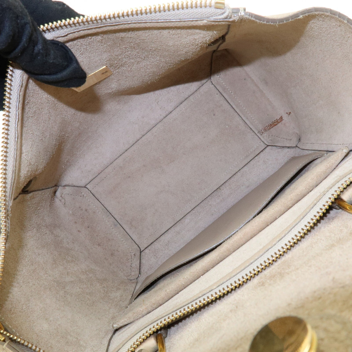 Celine Belt Textured Leather, Beige, Leather, Handbag