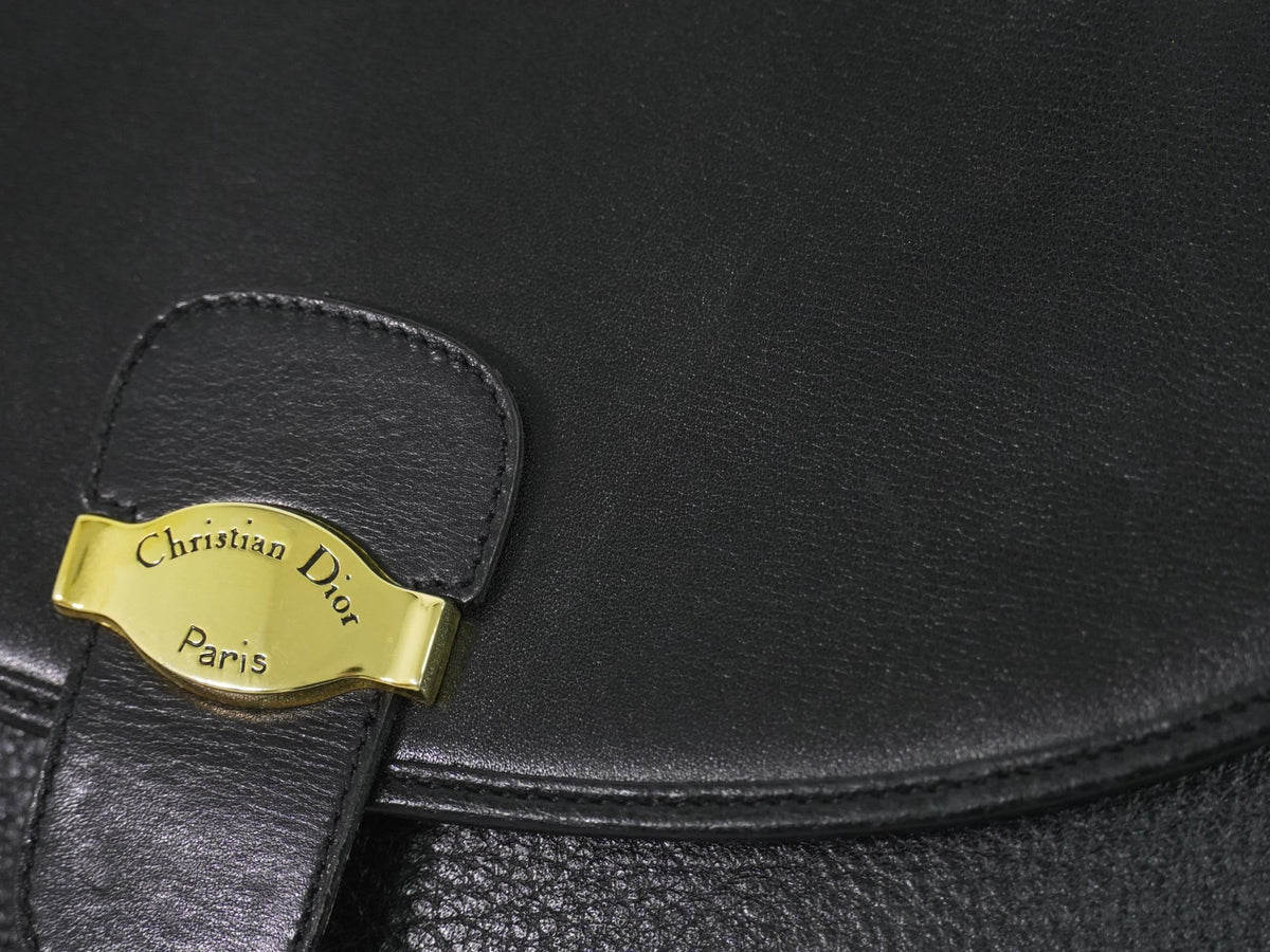 Christian Dior Shoulder Leather, Black, Leather, Shoulder Bag