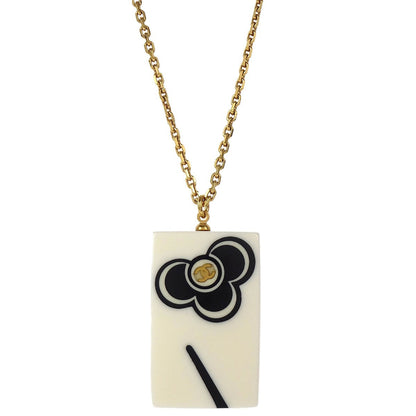 Chanel Vintage CC Rectangular Pendant Metal and Resin, Gold, Gold Plated, Necklace