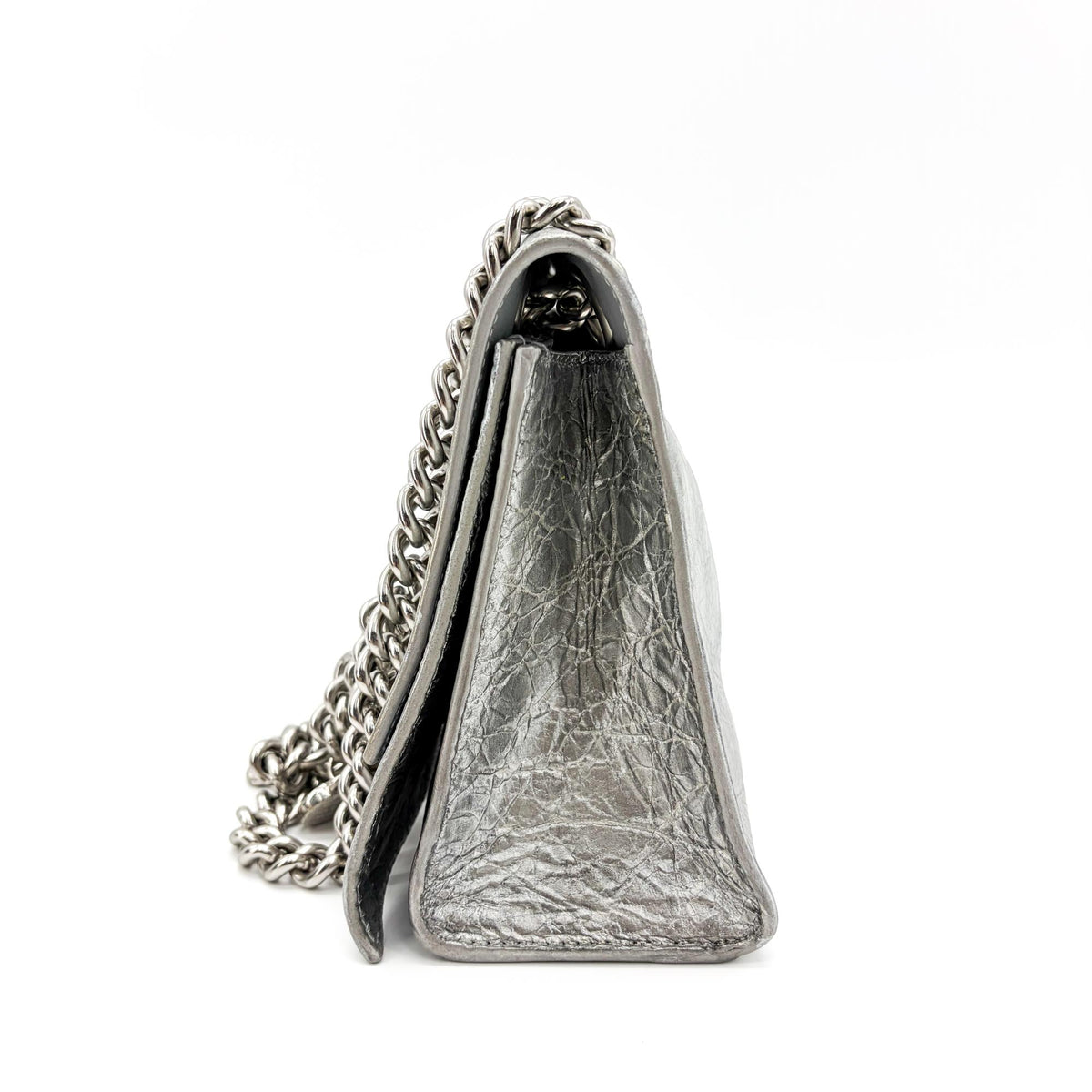 Balenciaga Crush Charm Chain Flap Leather, Silver, Leather, Handbag