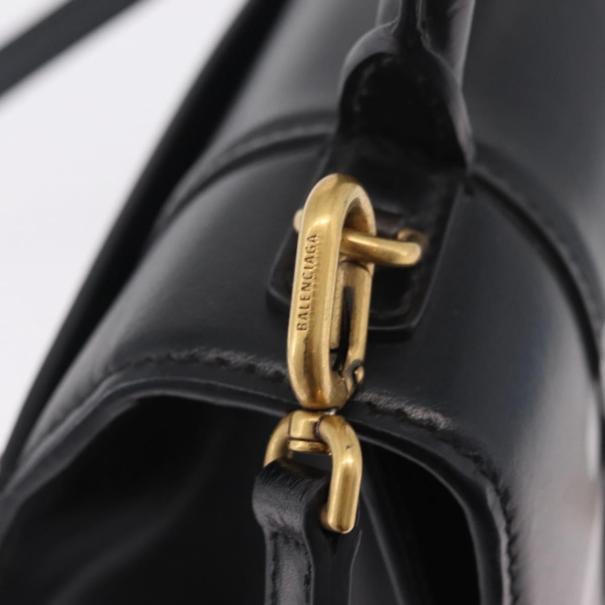 Balenciaga Graffiti Hourglass Top Handle Leather, Black, Leather, Handbag