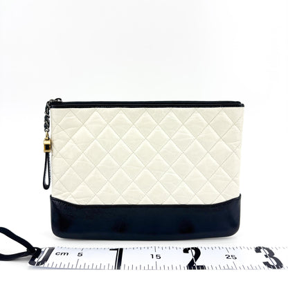 Chanel Gabrielle O Case Clutch Quilted Aged Calfskin, Black, Leather, Clutch