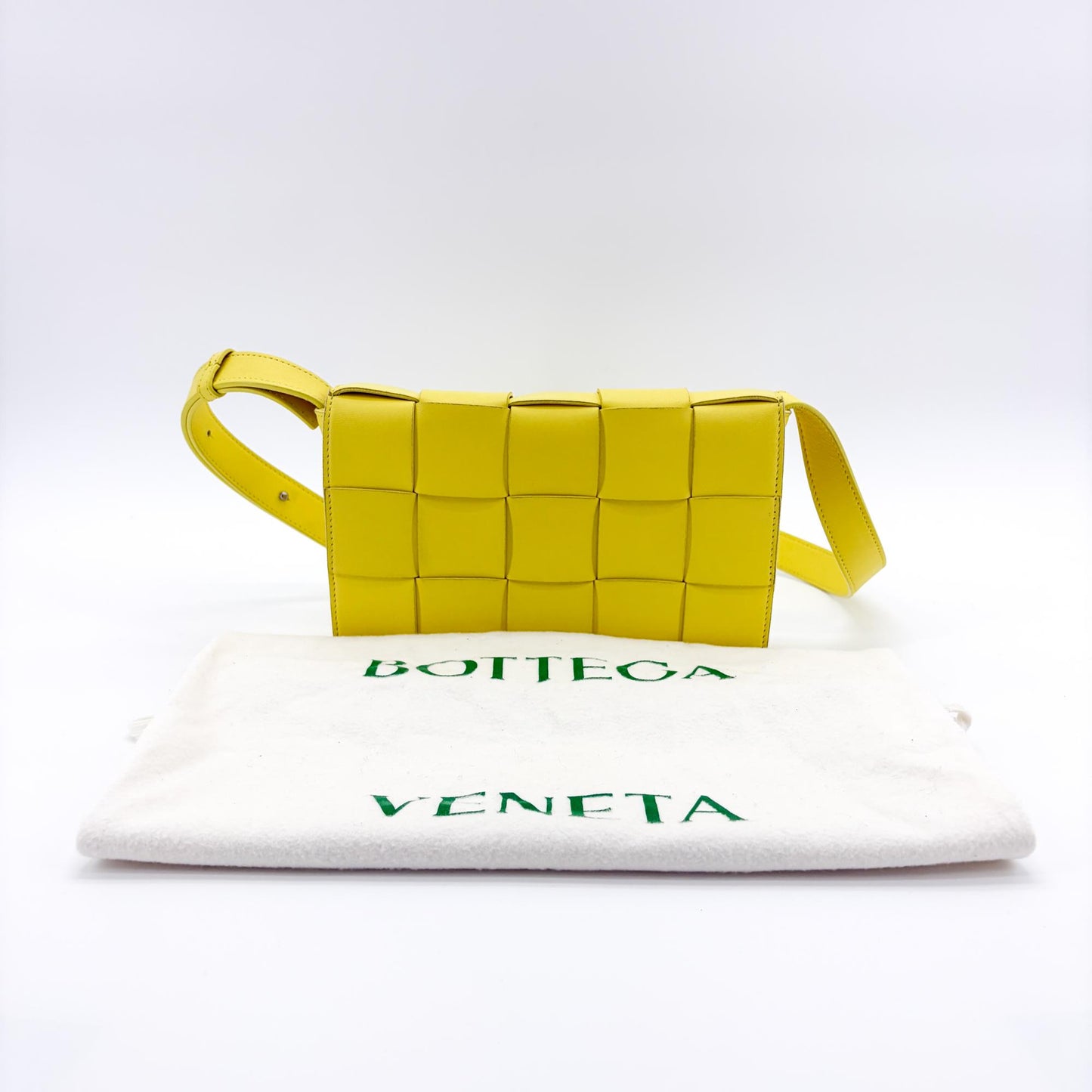 Bottega Veneta Cassette Maxi Intrecciato Leather, Yellow, Leather, Crossbody Bag