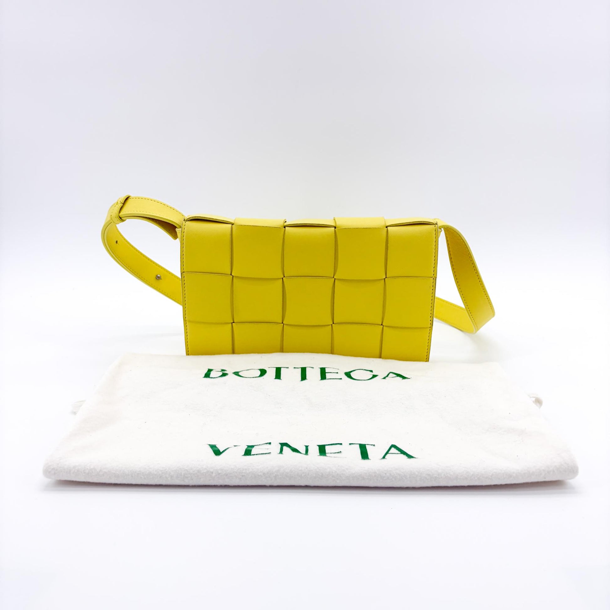 Bottega Veneta Cassette Maxi Intrecciato Leather, Yellow, Leather, Crossbody Bag