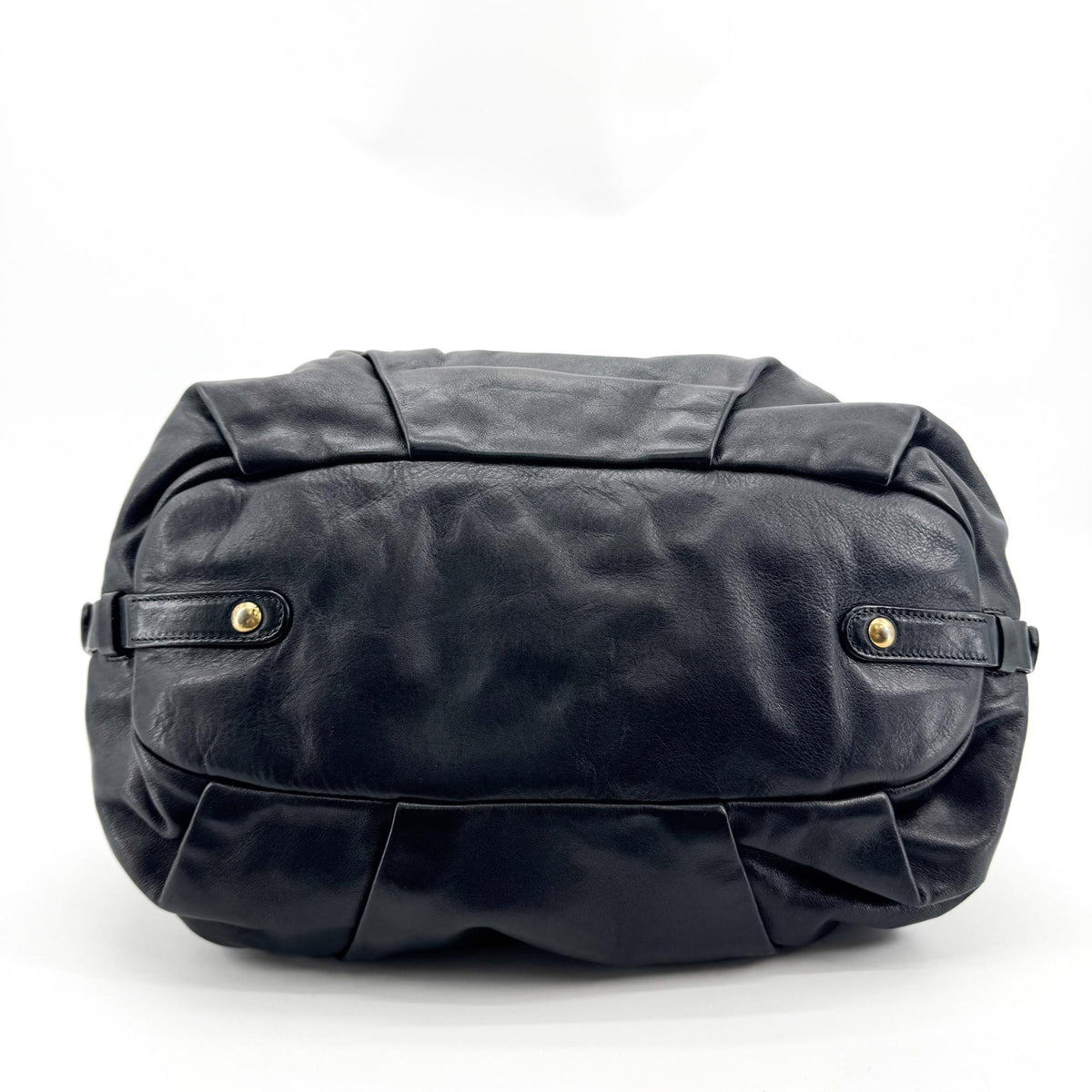 Prada Buckle Open Soft Calf, Black, Leather, Tote Bag