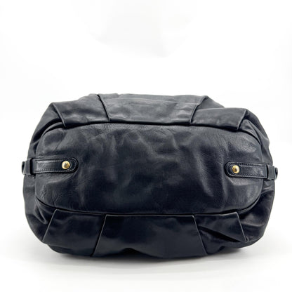 Prada Buckle Open Soft Calf, Black, Leather, Tote Bag