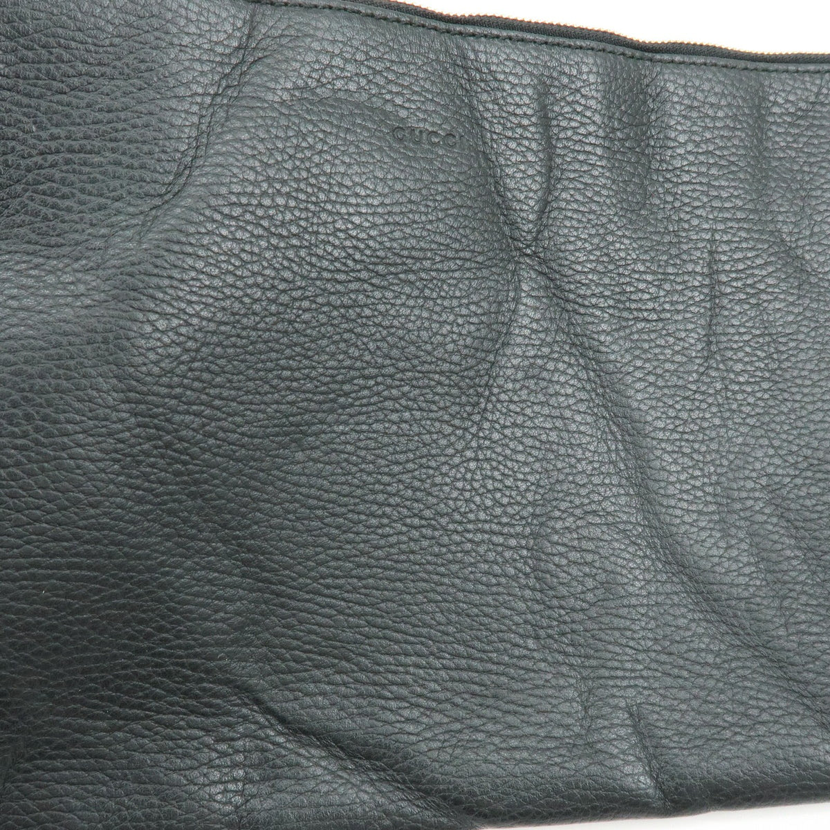 Gucci Bamboo Zip Pouch (Outlet) Leather, Black, Leather, Clutch