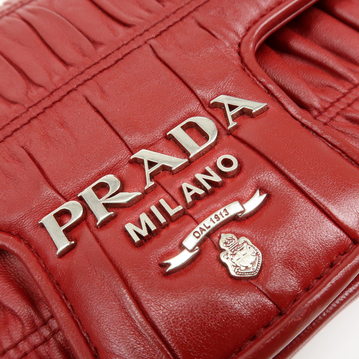 Prada Chain Flap Nappa Gaufre, Red, Leather, Shoulder Bag