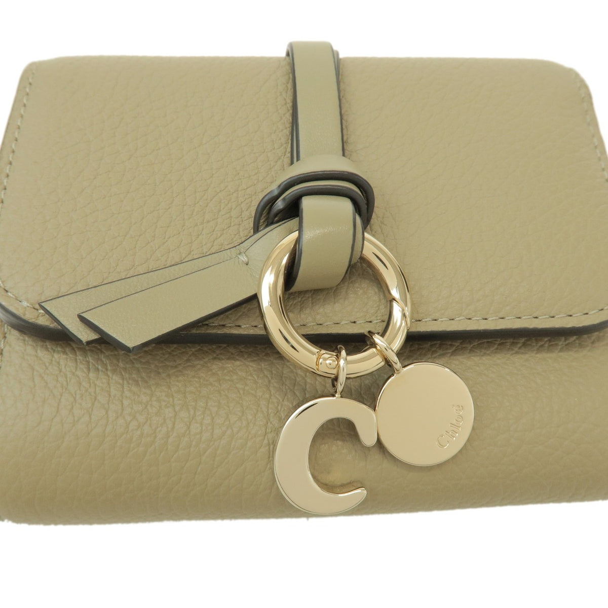 Chloe Alphabet Trifold Leather, Khaki, Leather, Wallet