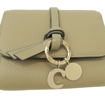 Chloe Alphabet Trifold Leather, Khaki, Leather, Wallet