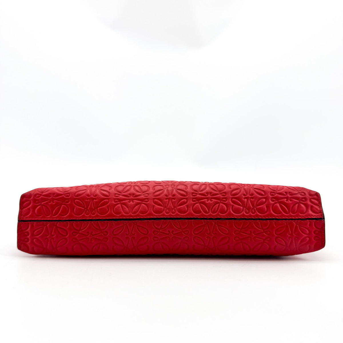 Loewe T Messenger Anagram Embossed Leather, Red, Calfskin, Crossbody Bag