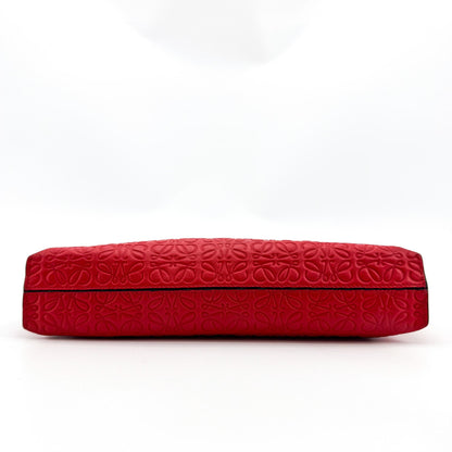 Loewe T Messenger Anagram Embossed Leather, Red, Calfskin, Crossbody Bag