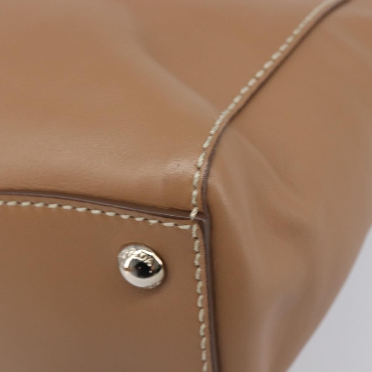 Prada Covered Strap Open City Calfskin, Beige, Leather, Tote Bag