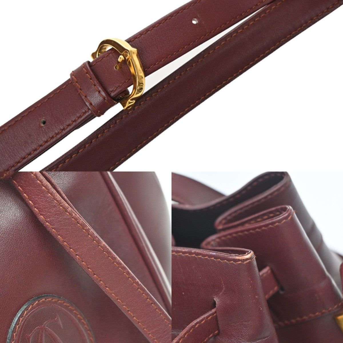 Cartier Must de cartier Leather, Burgundy, Leather, Shoulder Bag