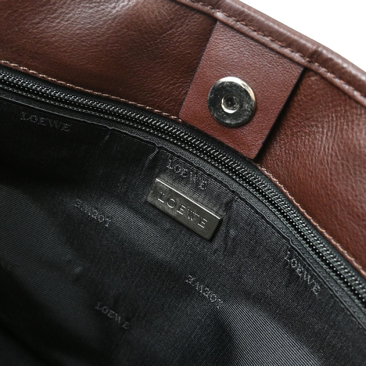 Loewe Fusta Leather, Brown, Leather, Handbag