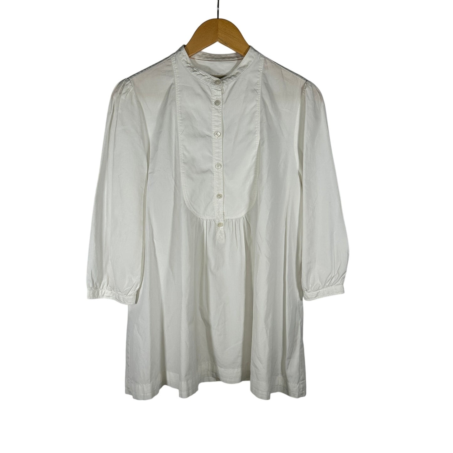 BURBERRY BRIT Poplin Cotton Bib Shirt White