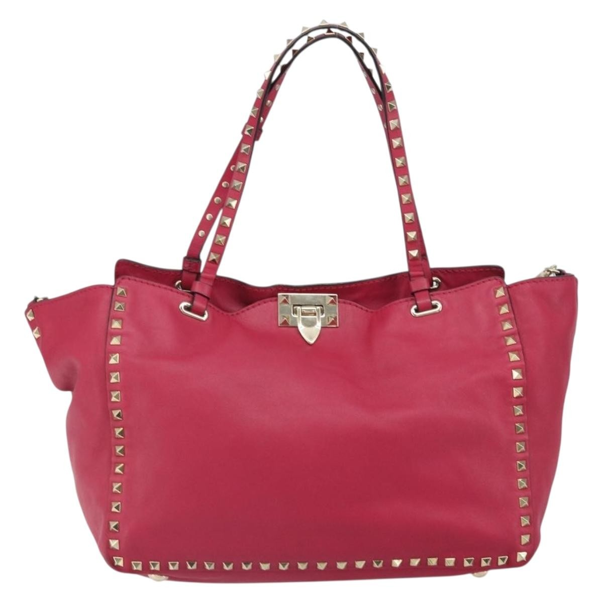 Valentino Garavani Rockstud Tote Soft Leather, Pink, Leather, Tote Bag