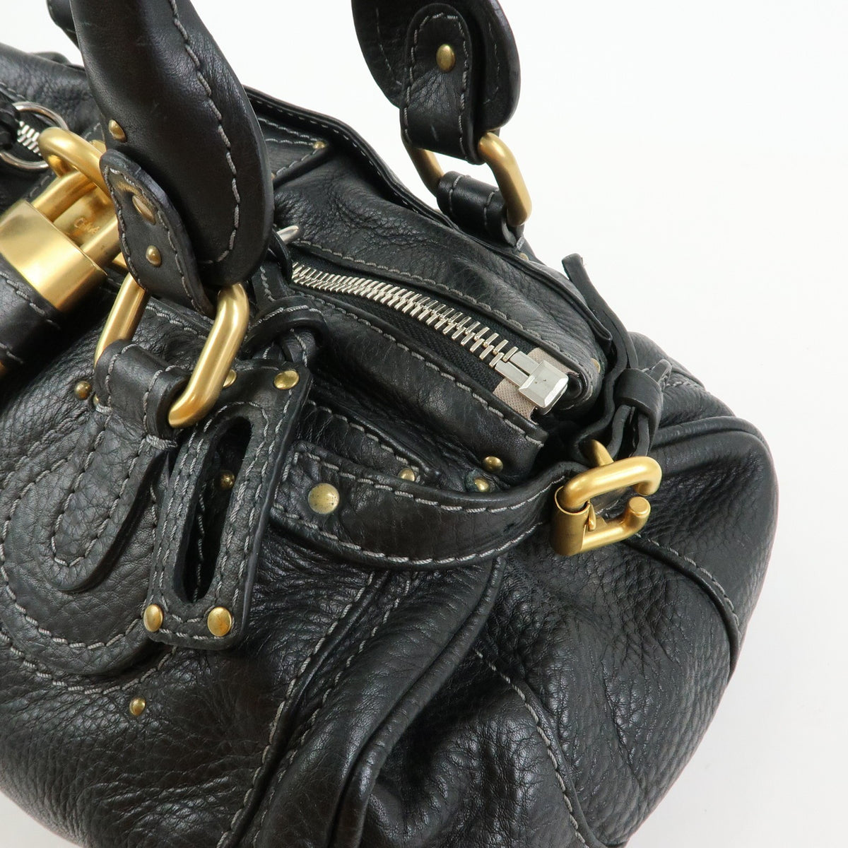 Chloe Paddington Body Leather, Black, Leather, Handbag