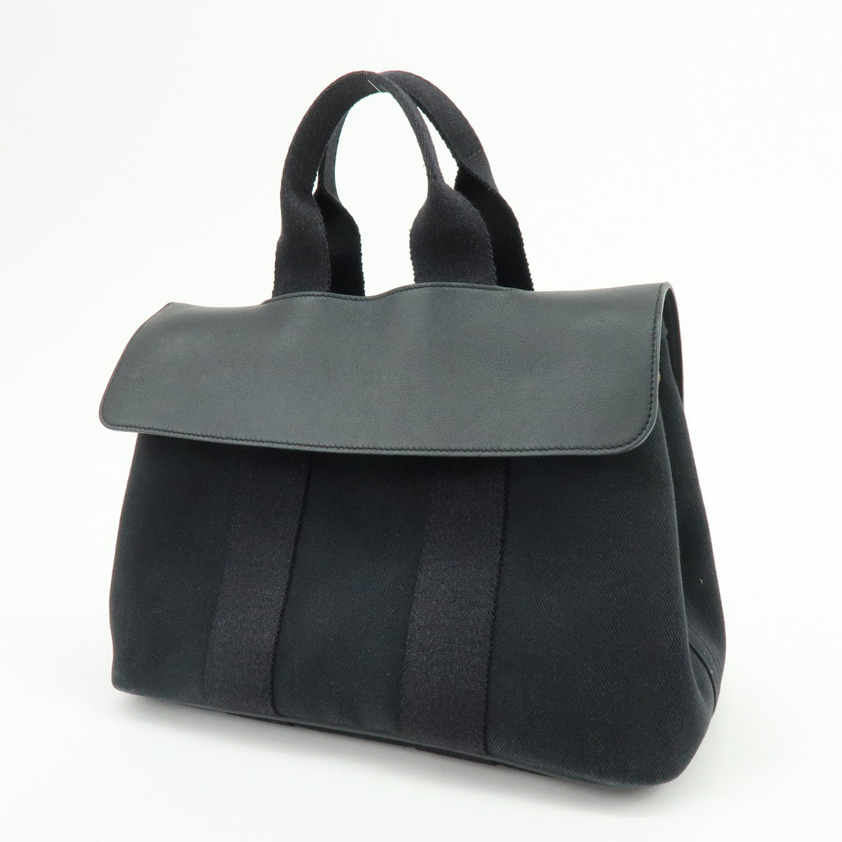 Hermes Valparaiso Toile and Leather, Black, Canvas, Handbag
