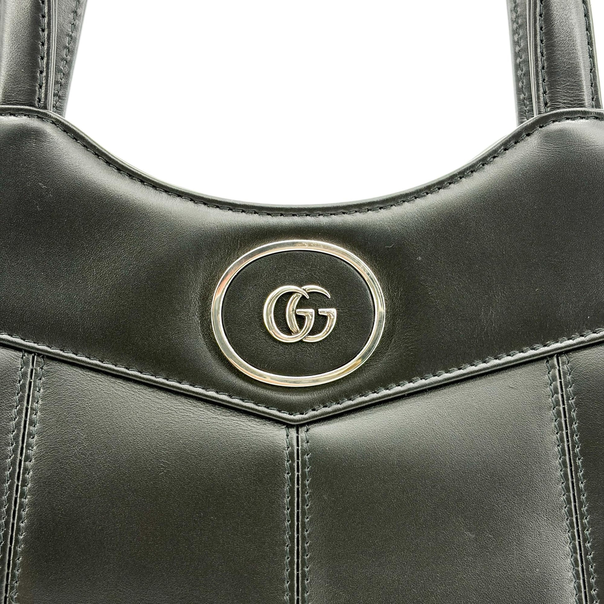 Gucci Petite GG Quilted Leather, Black, Leather, Tote Bag