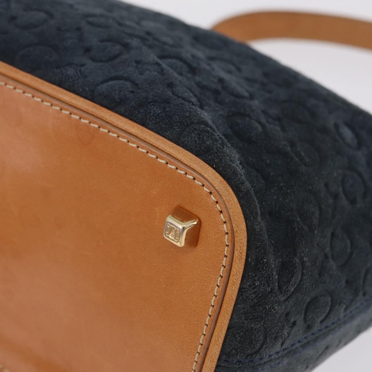 Celine C Macadam Shoulder Suede, Navy, Suede, Handbag