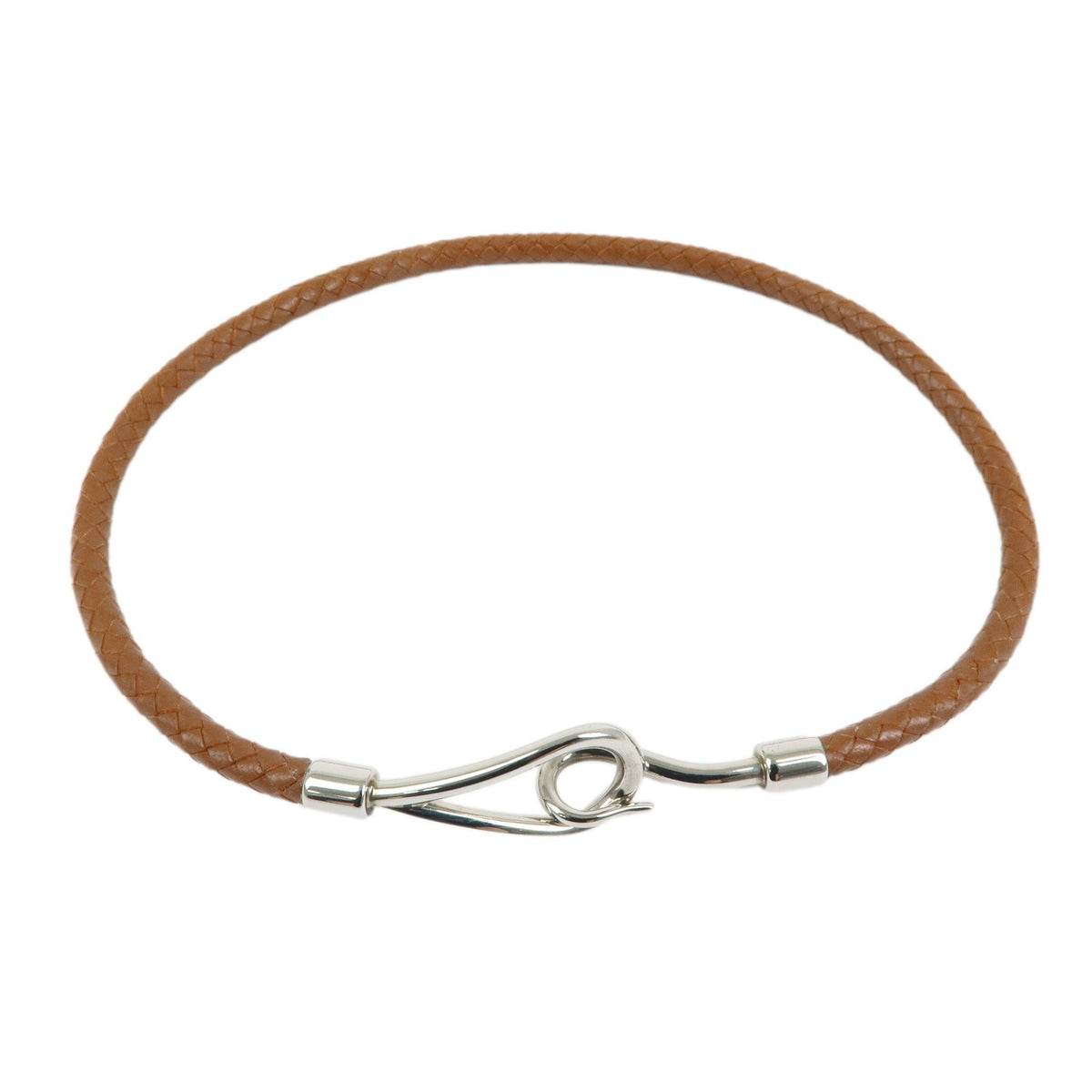Hermes Jumbo Hook Double Tour Leather and Metal, Brown, Leather, Bracelet