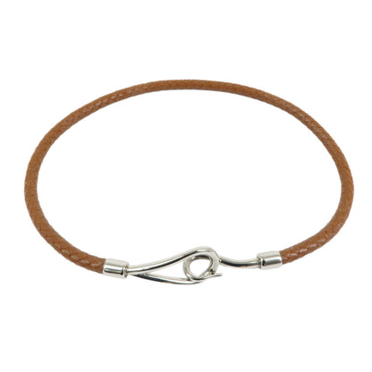 Hermes Jumbo Hook Double Tour Leather and Metal, Brown, Leather, Bracelet