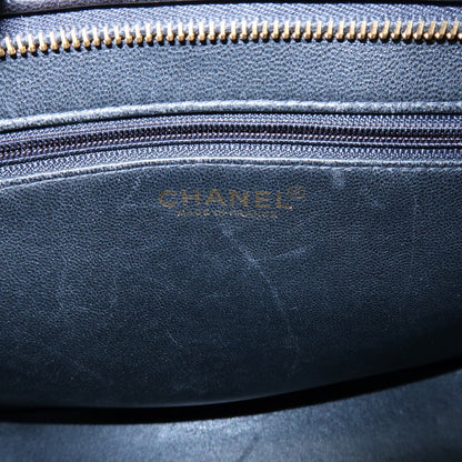 Chanel Medallion Quilted Caviar, Black, Calfskin, Tote Bag