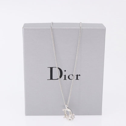 Christian Dior Vintage Dior Logo Metal and Crystal, Silver, Metal, Necklace