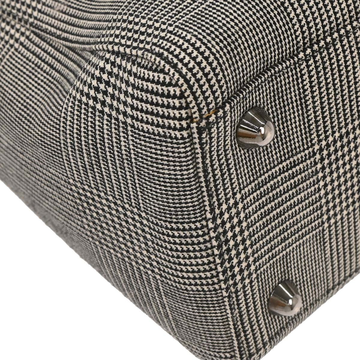 Christian Dior Vintage Lady Dior Houndstooth Canvas, Black, Canvas, Handbag